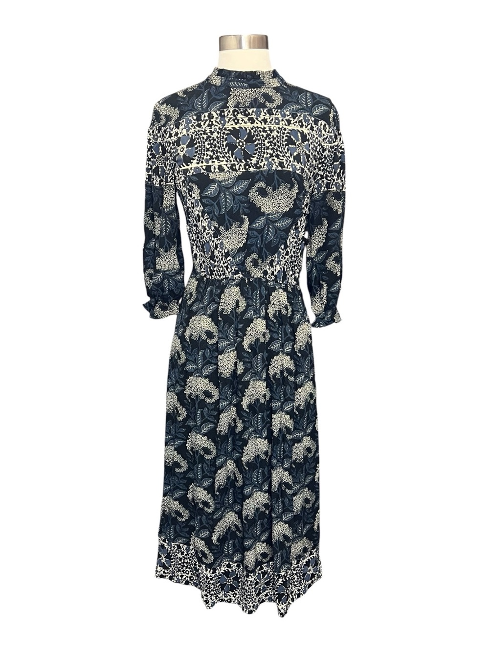 BA&SH Empire Floral Puff Sleeve Midi Dress